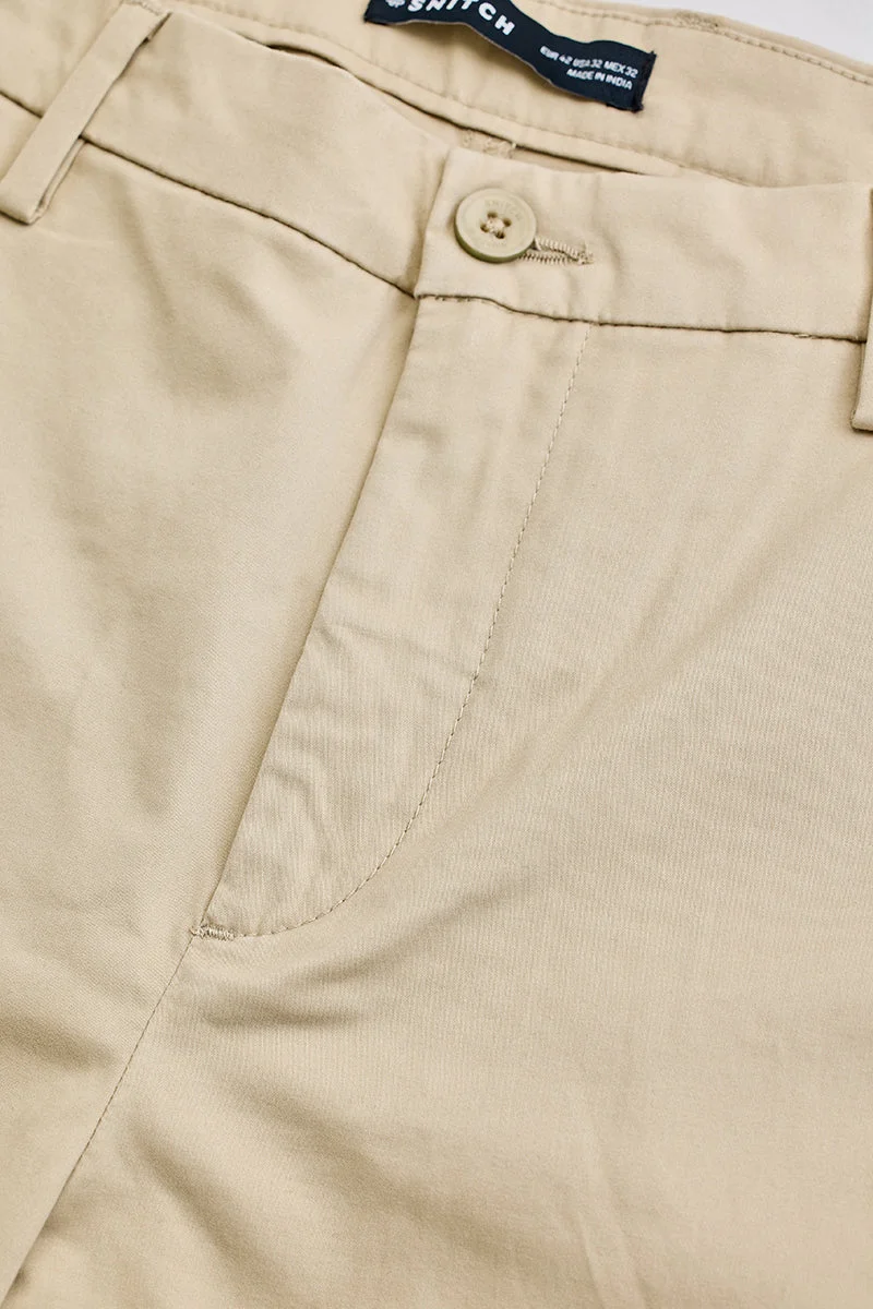 SNITCH Beige Slim Fit Trousers